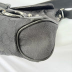 Vintage Gucci Horsebit Black Monogram Canvas Medium Shoulder Handbag Tom Ford Era 2004