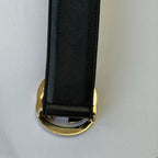 Gucci Interlocking G 24K Gold Plated Black Leather Belt 3.5cm width 36” 370543