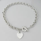 Authentic Vintage Tiffany & Co. Sterling Silver 925 Toggle Heart Pendant Choker Necklace With Pouch 16 inches