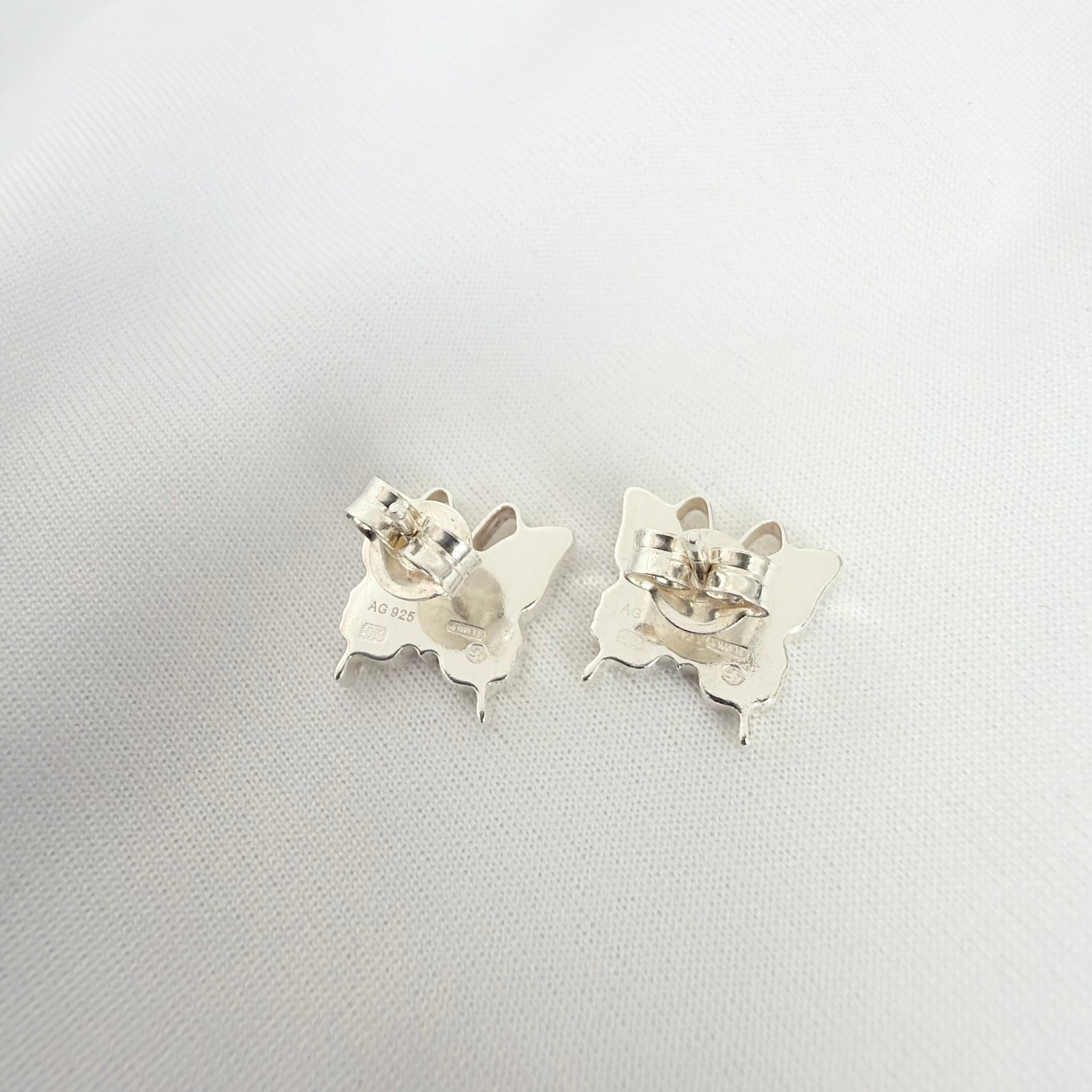 Gucci Butterfly Stud Sterling Silver 925 Women's Earrings With Packaging