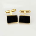 Authentic Christian Dior Vintage Rectangular Gold Tone Black Onyx Cuff Links