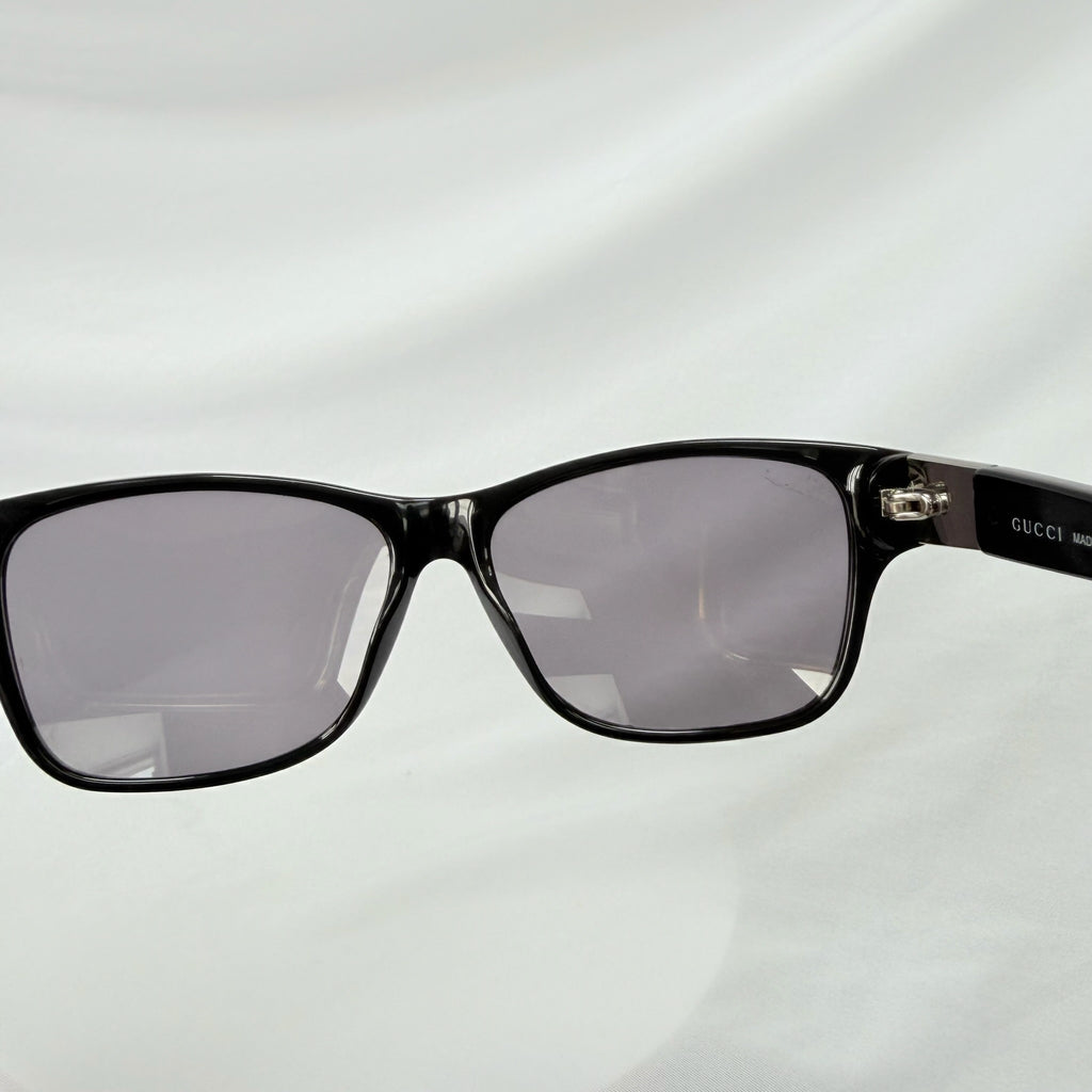 Authentic Gucci Black Silver Cat Eye Square Lens Unisex Sunglasses With Case