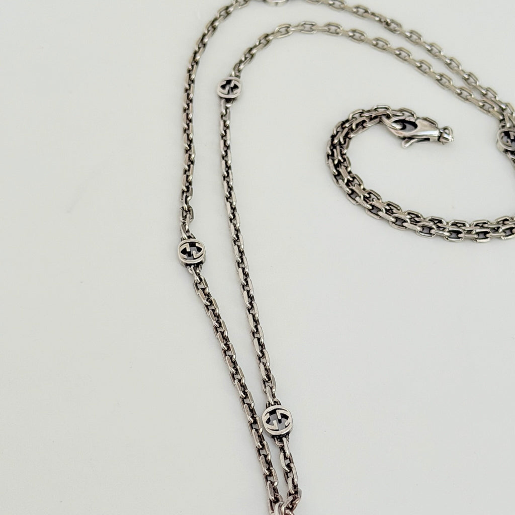 Authentic Gucci interlocking G chain Sterling Silver 925 Red Heart Necklace 19.5 Inches With Packaging