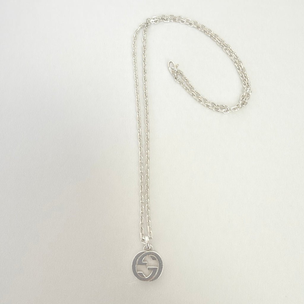 Gucci Interlocking GG Pendant Sterling Silver 925 Necklace 19 Inches With Packaging