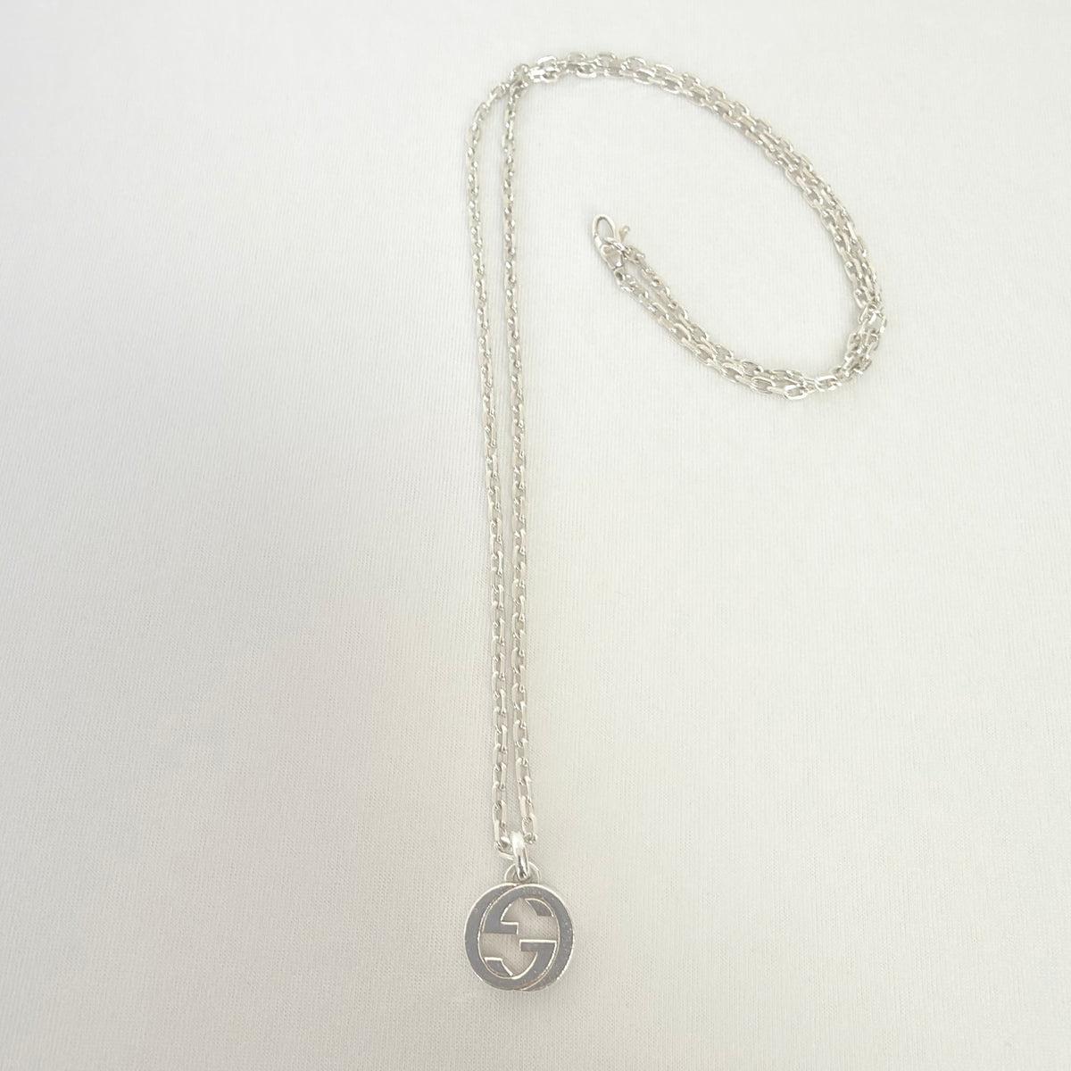 Gucci Interlocking GG Pendant Sterling Silver 925 Necklace 19 Inches With Packaging