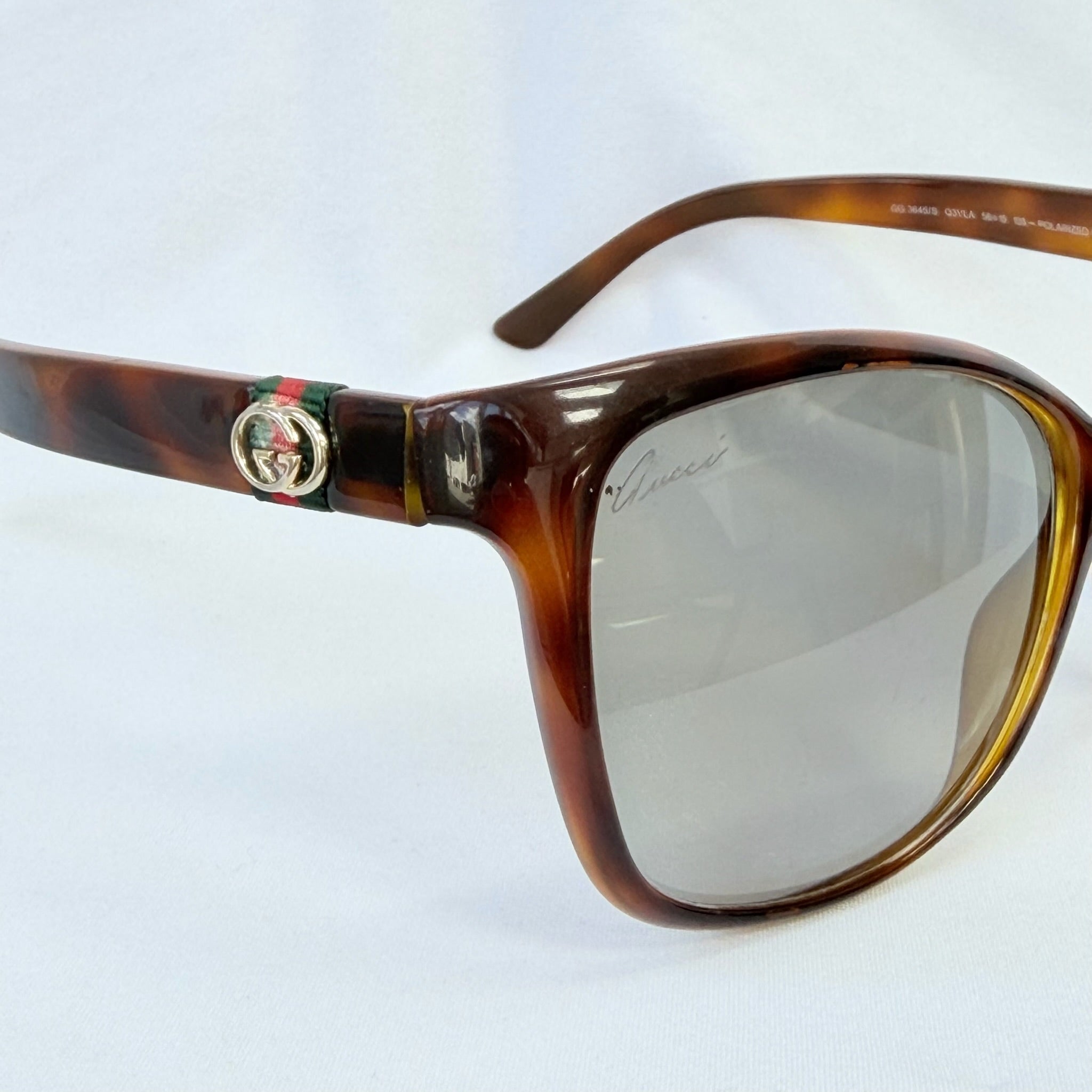 Authentic Gucci Cat Eye Tortoiseshell Brown Polarised GG Fabric Sunglasses