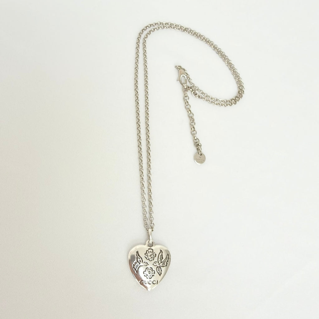 Gucci Blind for Love Heart Pendant 925 Sterling Silver Women's Necklace 18-20 inches With Packaging