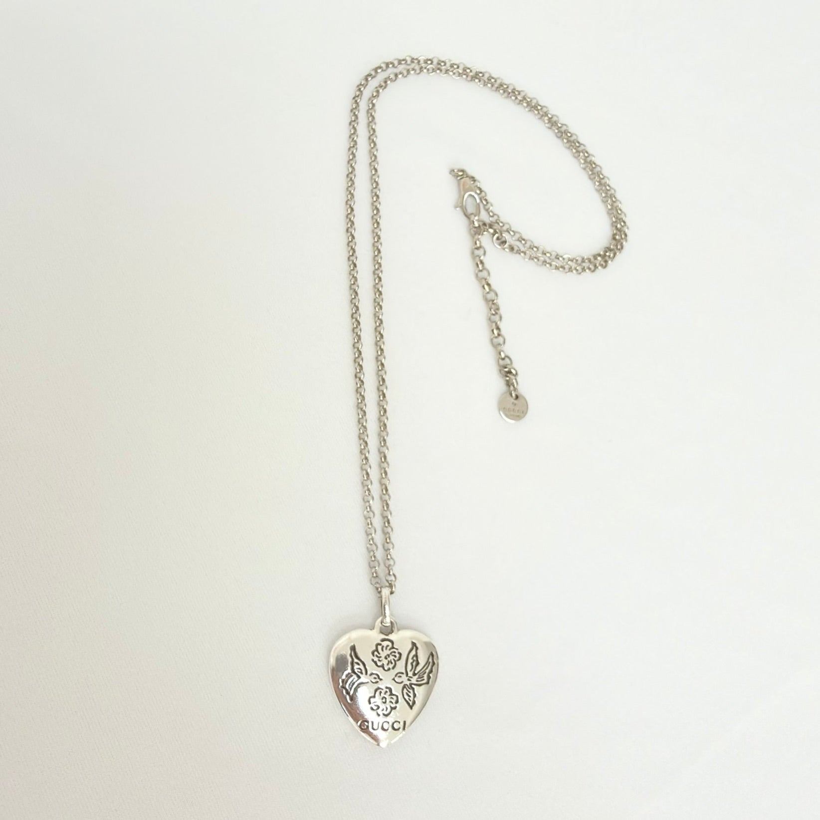Gucci Blind for Love Heart Pendant 925 Sterling Silver Women's Necklace 18-20 inches With Packaging