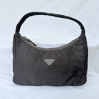 Prada Vintage Tessuto Black Nylon Re-edition 2000 Mini Hobo Zip Handbag