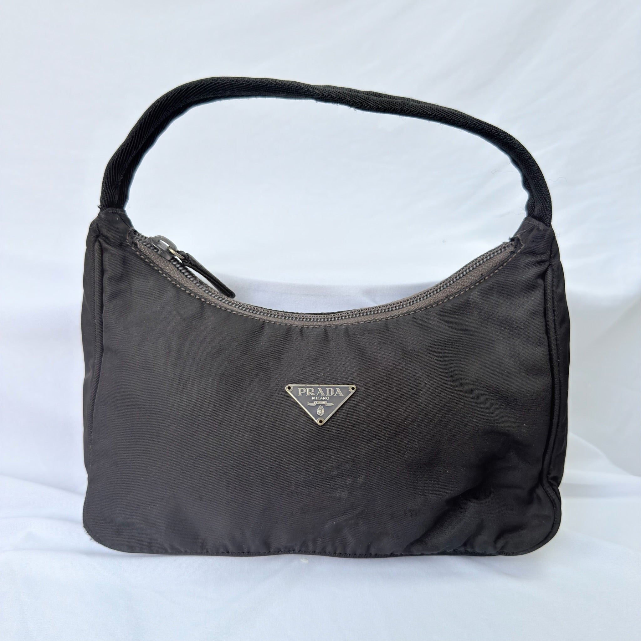 Prada Vintage Tessuto Black Nylon Re-edition 2000 Mini Hobo Zip Handbag