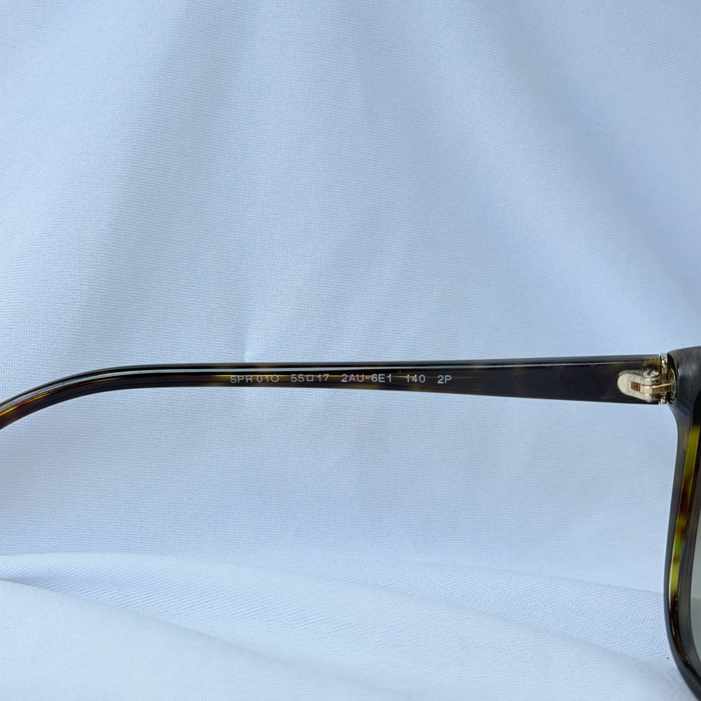 Prada Cat Eye Square Metal Corners Women's Sunglasses Brown Tortoiseshell Polarised SPR 01O