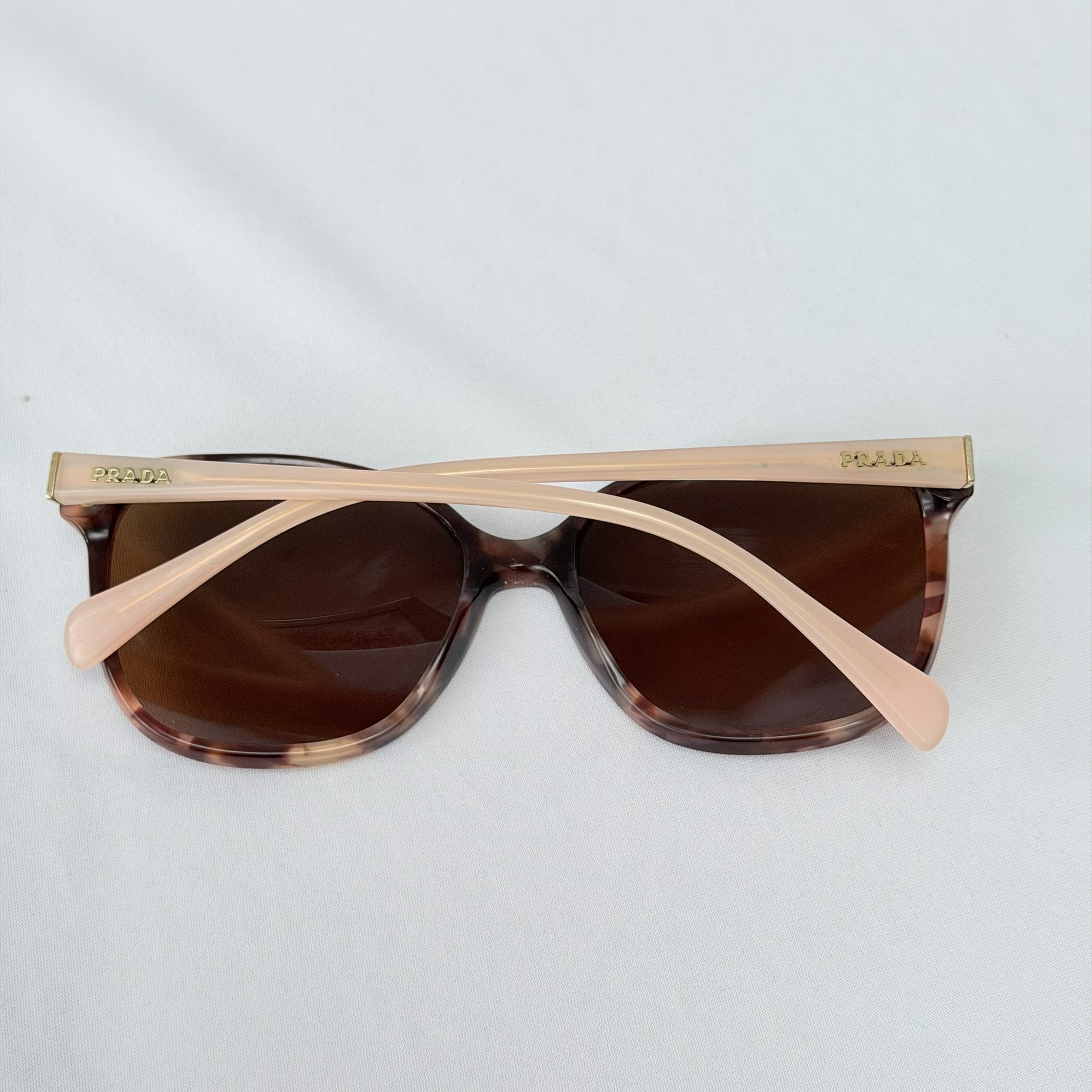 Prada Cat Eye Square Metal Corners Women's Sunglasses Pink Tortoiseshell SPR 01O polarised