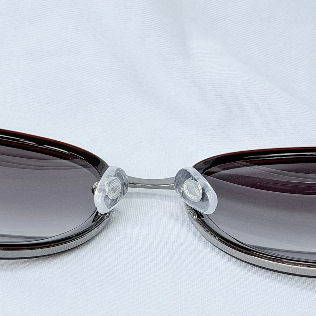 Prada SPR 51N Burgundy Red Striped Arms Oversized Oval Round Women’s Sunglasses