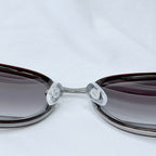 Prada SPR 51N Burgundy Red Striped Arms Oversized Oval Round Women’s Sunglasses