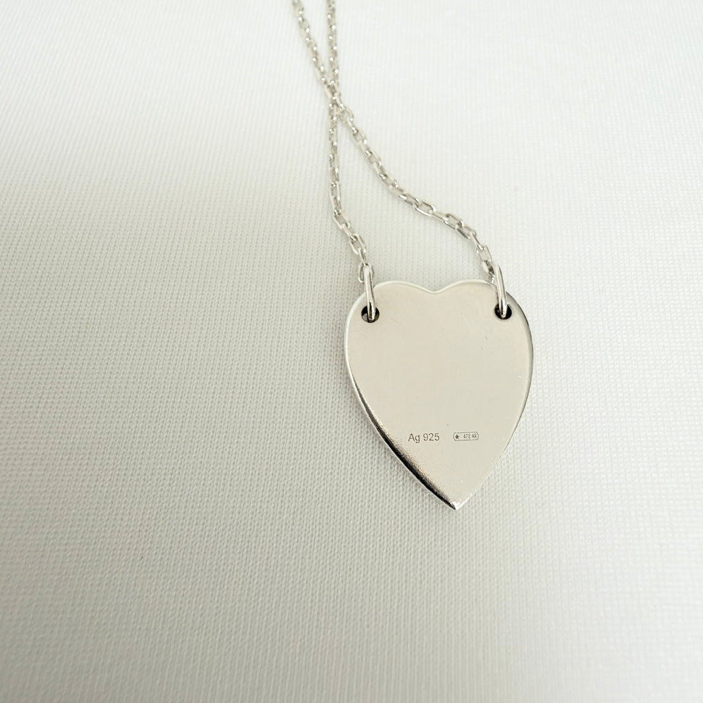 Gucci Heart Trademark Pendant Sterling Silver 925 Women’s Necklace 48cm With Packaging