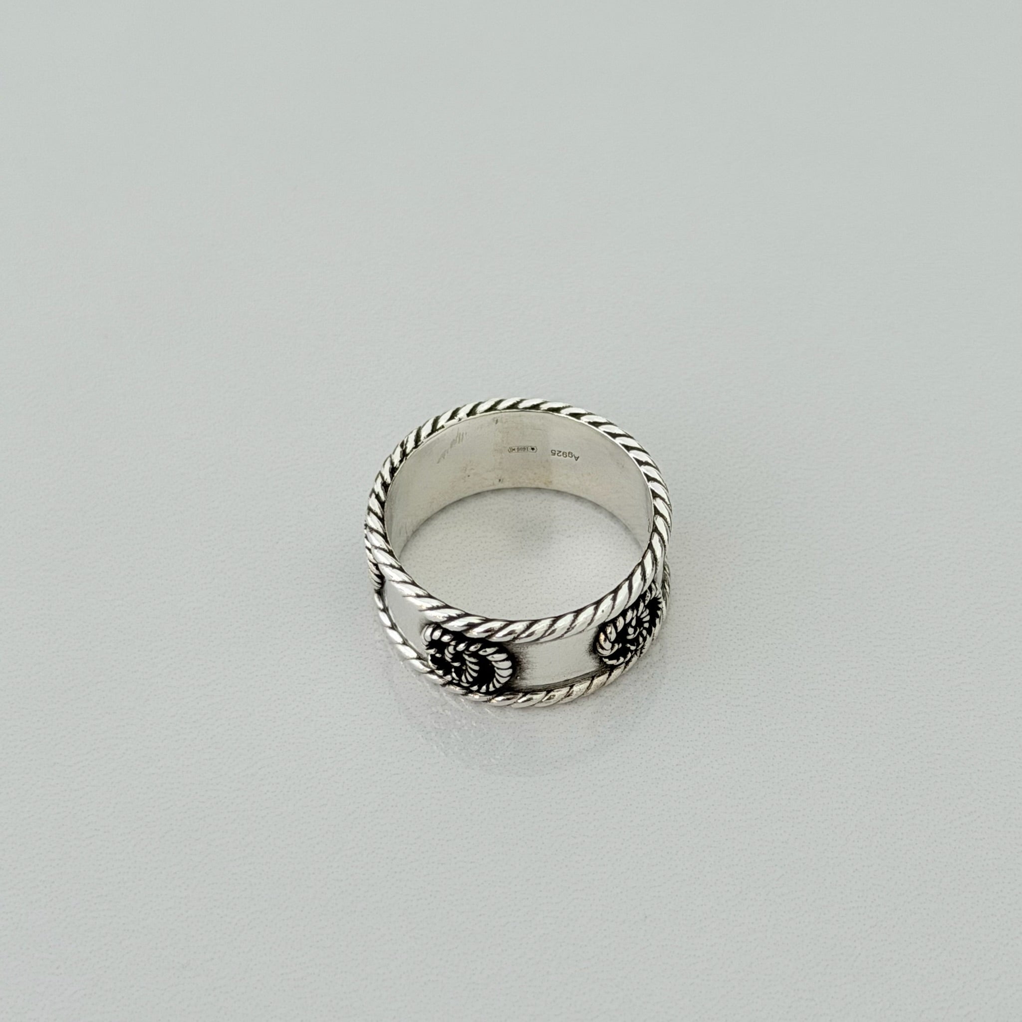 Gucci GG Marmont 925 Sterling Silver 9mm Logo Ring Women’s Size 17, UK Q, EU 57