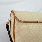 Vintage Gucci GG Supreme Monogram Small Leather Coated Canvas Beige Tan Cream Crossbody Turn Lock Handbag