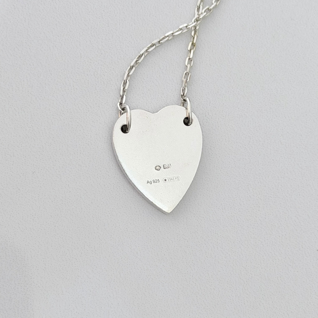 Authentic Gucci Heart Trademark Pendant Sterling Silver 925 Women’s Necklace 48cm With Packaging