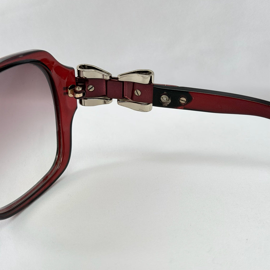 Vintage Gucci GG 3006/S "Queen Bow" Buckle Oversized Butterfly Burgundy sunglasses