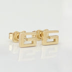 Authentic Rare Gucci 18K Yellow Gold 750 Square G Stud Women’s Earrings