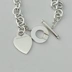 Authentic Vintage Tiffany & Co. Sterling Silver 925 Toggle Heart Pendant Bracelet With Pouch 21cm