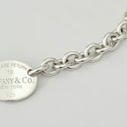 Authentic Tiffany & Co. Sterling Silver 925 Oval Pendant Choker Necklace With Packaging 15 inches
