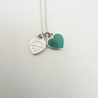 Tiffany & Co. Return to Mini Double Blue Heart Women's Necklace 16 Inches Sterling Silver 925