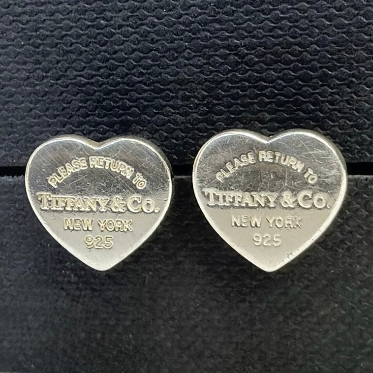 Tiffany & Co. 925 Sterling Silver 925 Mini Heart Stud Earrings Women With Packaging