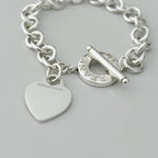 Authentic Vintage Tiffany & Co. Sterling Silver 925 Toggle Heart Pendant Bracelet With Pouch 21cm