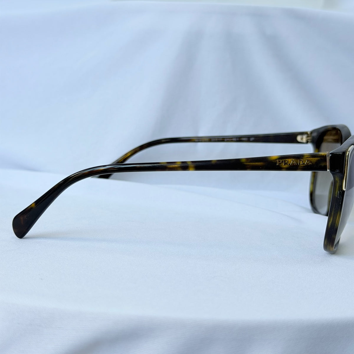 Prada Cat Eye Square Metal Corners Women's Sunglasses Brown Tortoiseshell Polarised SPR 01O