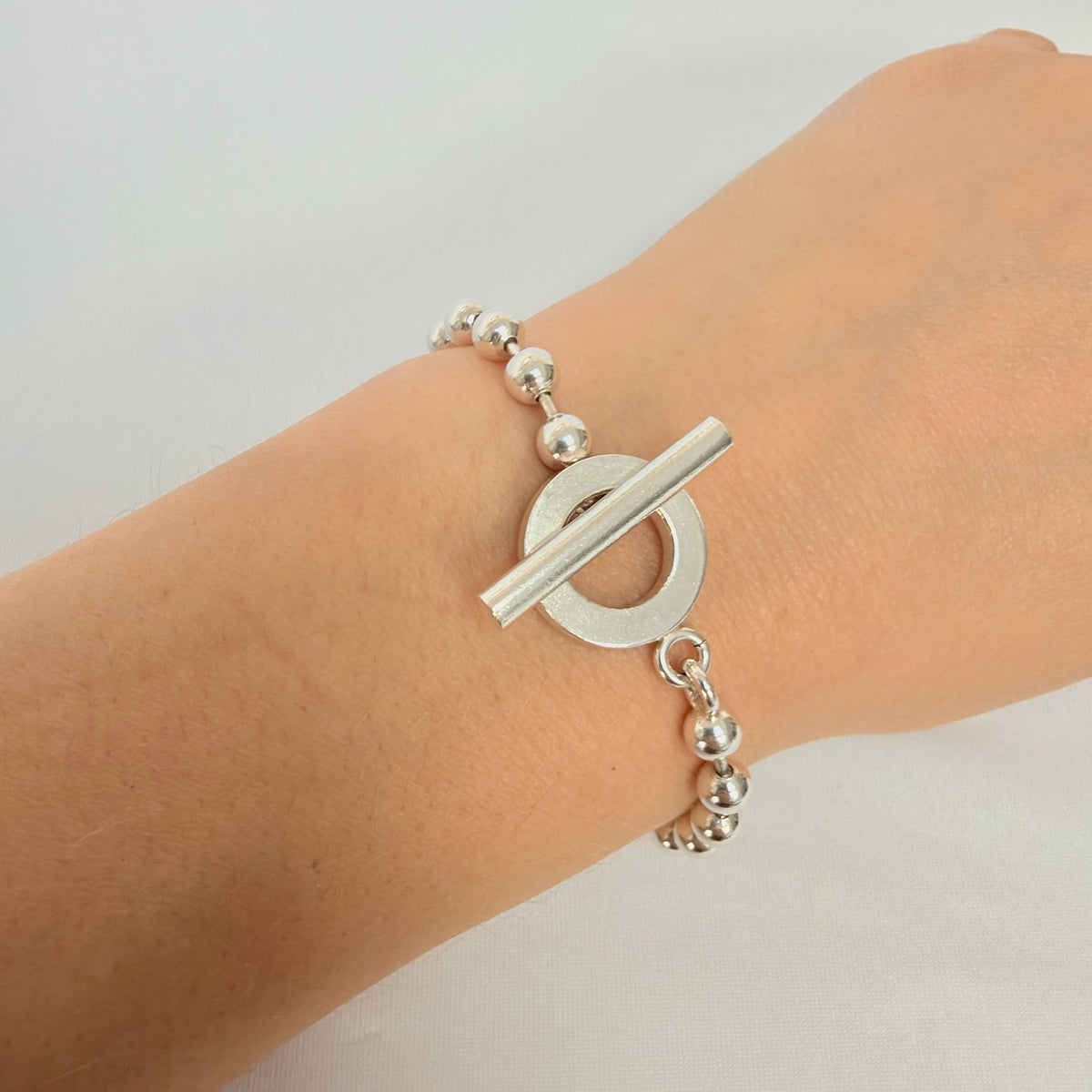 Gucci Vintage Boule Popcorn Bracelet T Bar Toggle Fastening Sterling Silver 925 Women 18cm With Pouch