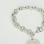 Authentic Tiffany & Co. Sterling Silver 925 Chunky Chain Large Round Tag Disc Bracelet 7.5 Inches With Packaging