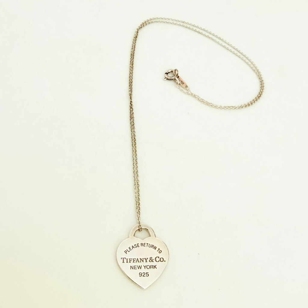 Tiffany & Co. Return to Tiffany Small Heart Women's Necklace 925 Sterling Silver 17.5 Inches