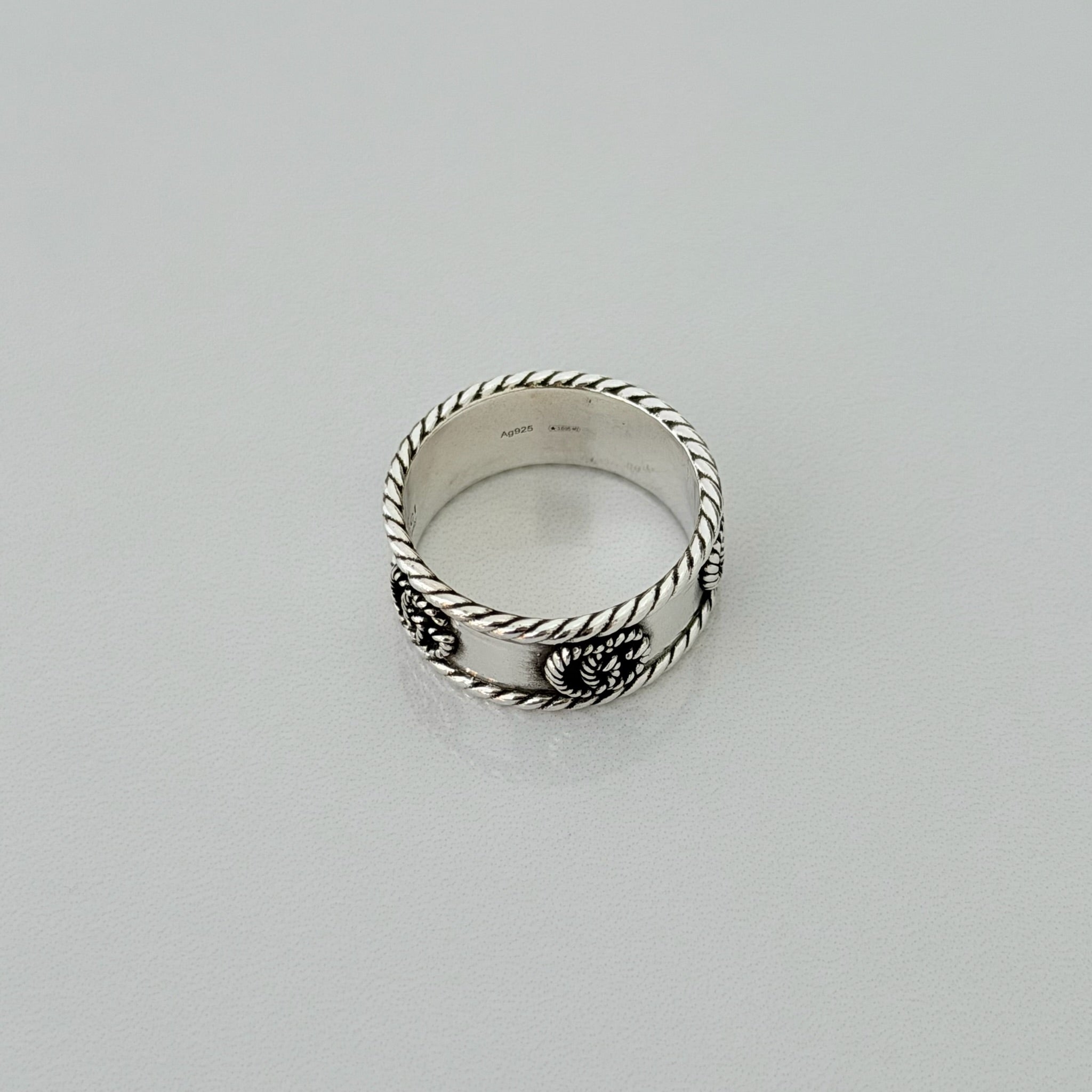 Gucci GG Marmont 925 Sterling Silver 9mm Logo Ring Women’s Size 17, UK Q, EU 57