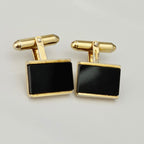 Authentic Christian Dior Vintage Rectangular Gold Tone Black Onyx Cuff Links