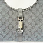 Authentic Vintage Gucci Jackie Bardot Black Monogram Supreme Gg Canvas Leather Medium Handbag