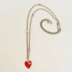 Authentic Gucci interlocking G chain Sterling Silver 925 Red Heart Necklace 19.5 Inches With Packaging