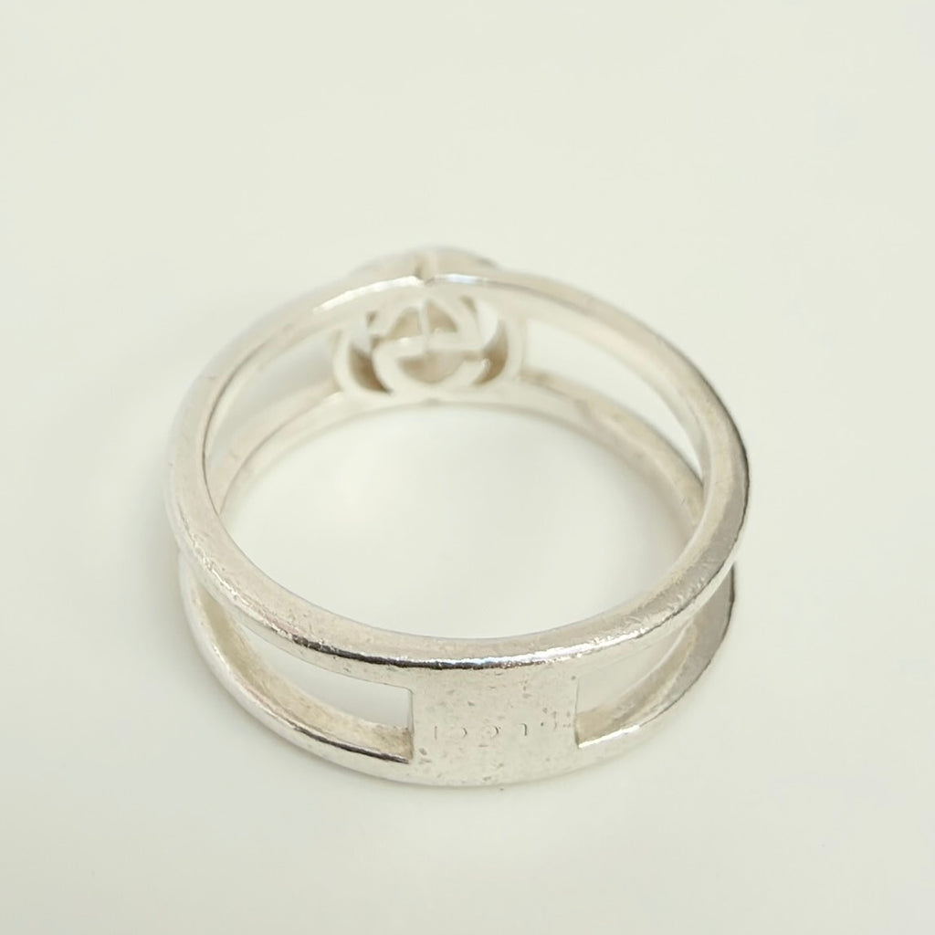 Gucci Interlocking Cut Out GG Double Band 6mm Silver Women's unisex Size 11, UK K1/2, EU 51
