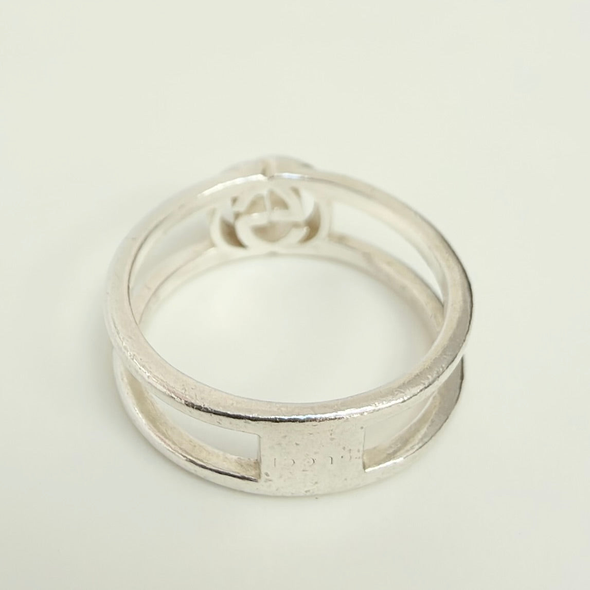Gucci Interlocking Cut Out GG Double Band 6mm Silver Women's unisex Size 11, UK K1/2, EU 51