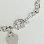 Authentic Vintage Tiffany & Co. Sterling Silver 925 Toggle Heart Pendant Choker Necklace With Pouch 15 Inches