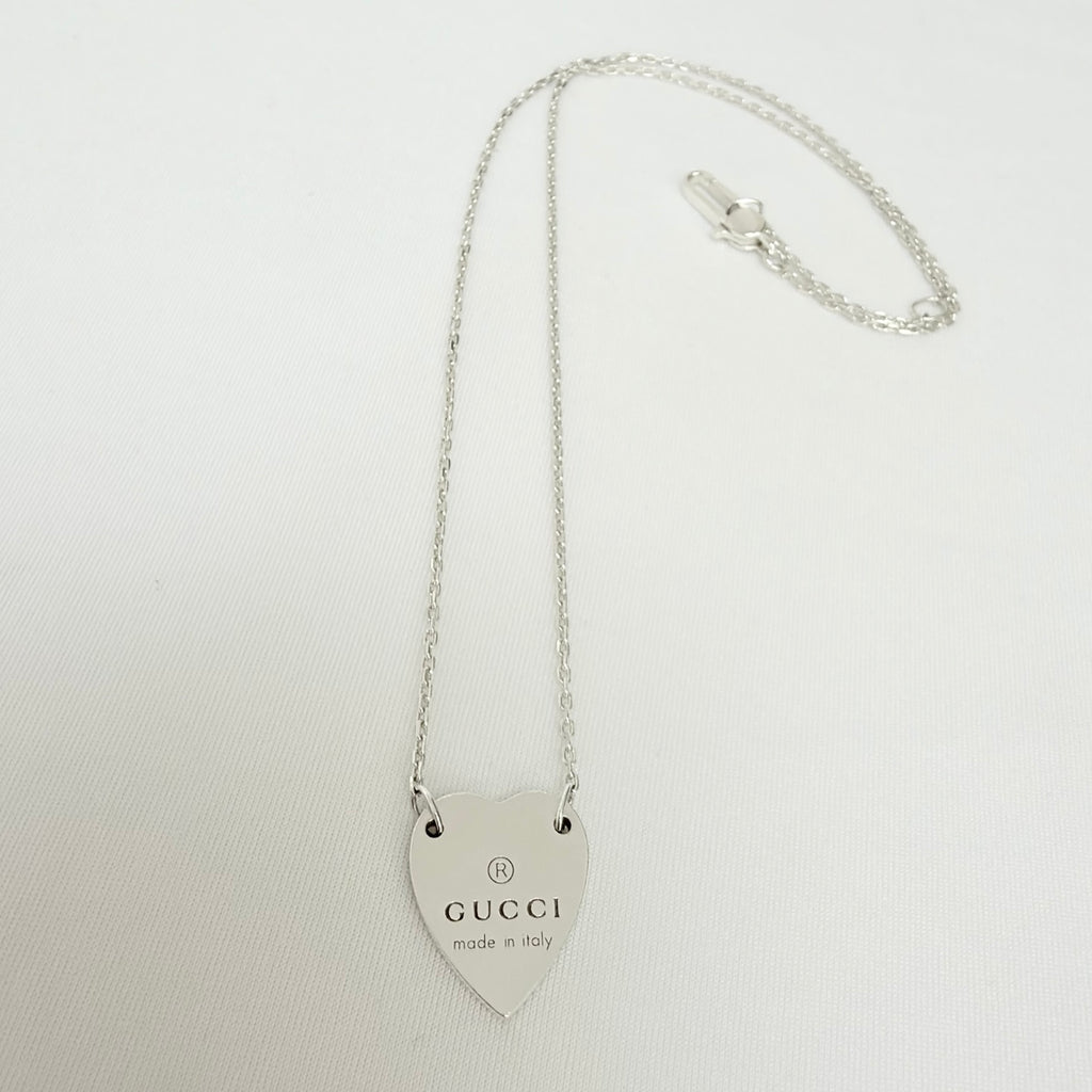 Gucci Heart Trademark Pendant Sterling Silver 925 Women’s Necklace 48cm With Packaging