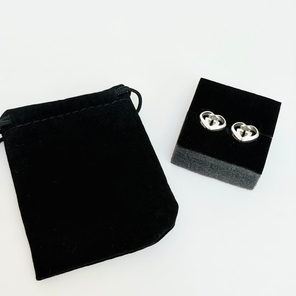Authentic Gucci Love Britt Open Interlocking Gg Heart Sterling Silver 925 Stud Earrings