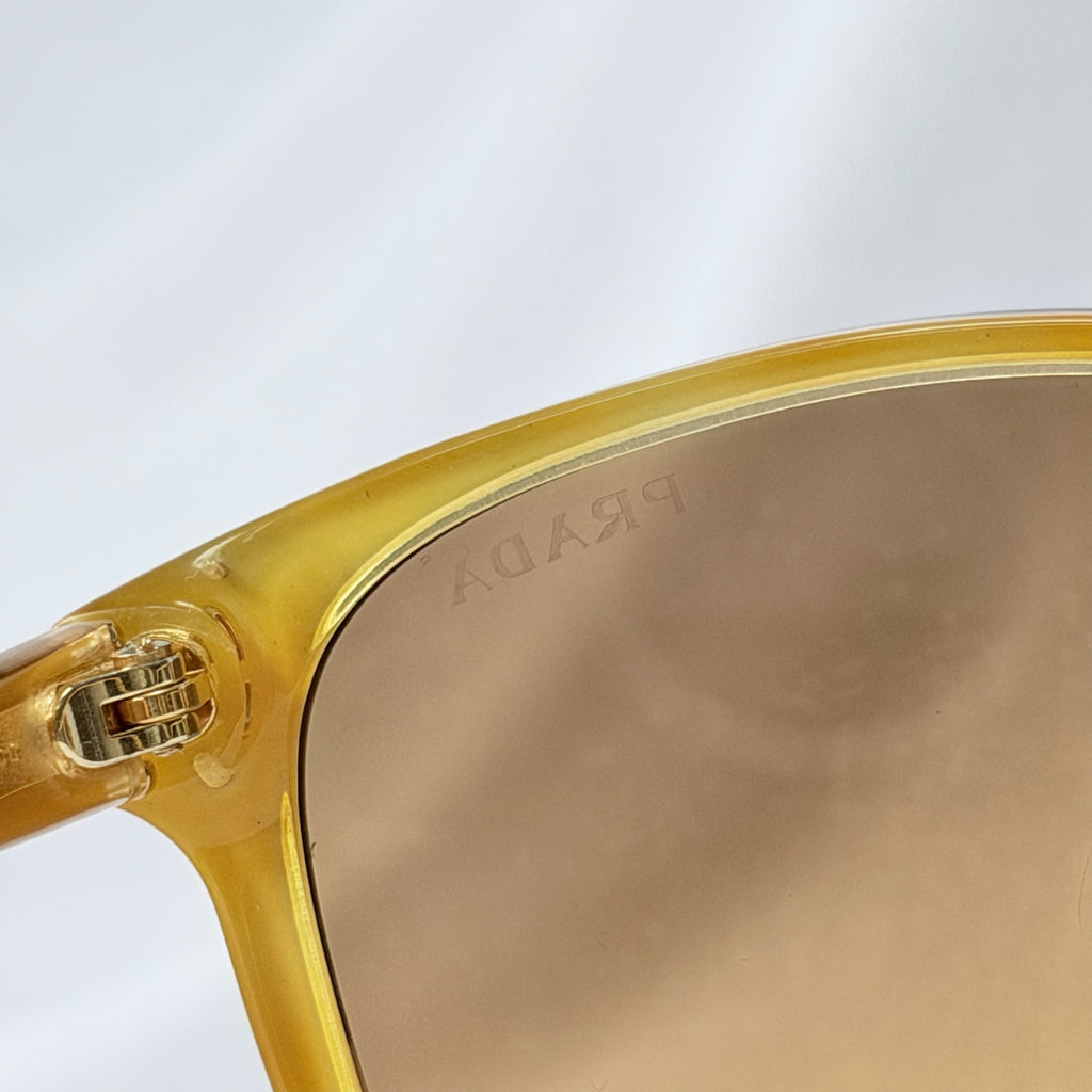 Prada Cat Eye Square Metal Corners Women's Sunglasses Brown Tortoiseshell SPR 01O