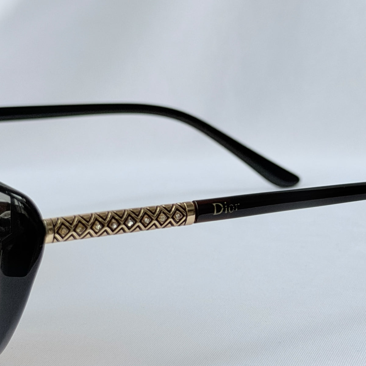 Vintage Dior Cat Eye Brown Geometric Gold diamanté Polarised UV400 Sunglasses