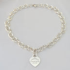 Authentic Tiffany & Co. Sterling Silver 925 Medium Heart Pendant Choker Necklace With Pouch 15 inches