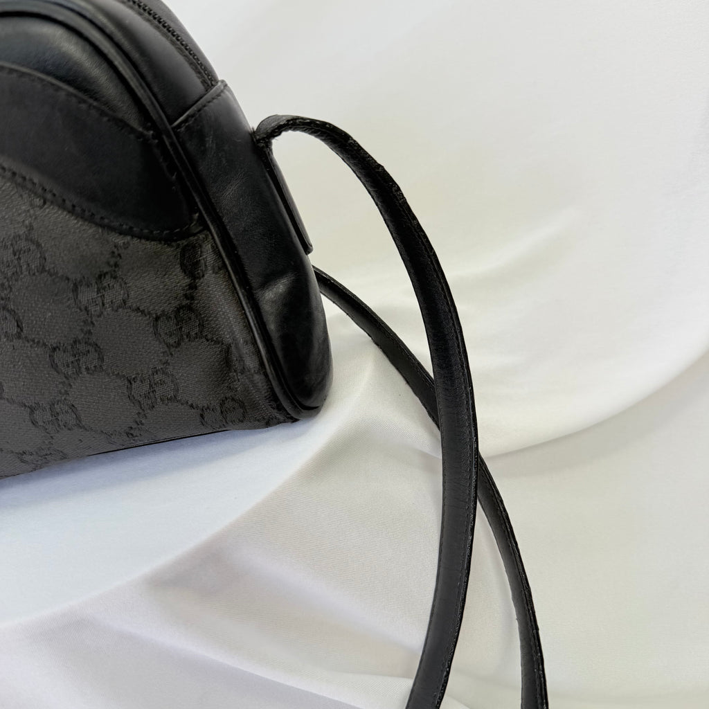 Vintage Gucci Black GG Monogram Canvas/Leather Small Crossbody Handbag