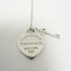 Tiffany&Co. Return to Tiffany Medium Heart Key Lock Women's Necklace Silver 925 Sterling 16 inches With Packaging