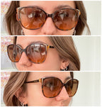 Prada Cat Eye Square Metal Corners Women's Sunglasses Brown Tortoiseshell SPR 01O