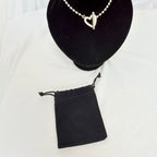 Gucci Heart Boule Popcorn Necklace Choker T Bar Toggle Fastening Sterling Silver 925 Women's 16 Inches