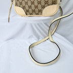 Authentic Gucci GG Bree Cream Leather Brown Canvas Crossbody Women's Bag With Dust bag